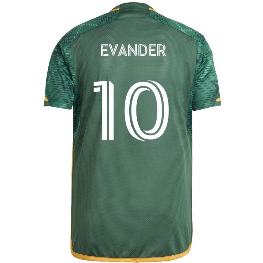 Kids Football Evander #10 Green Orange Home Jersey 2024/25 T-Shirt Australia