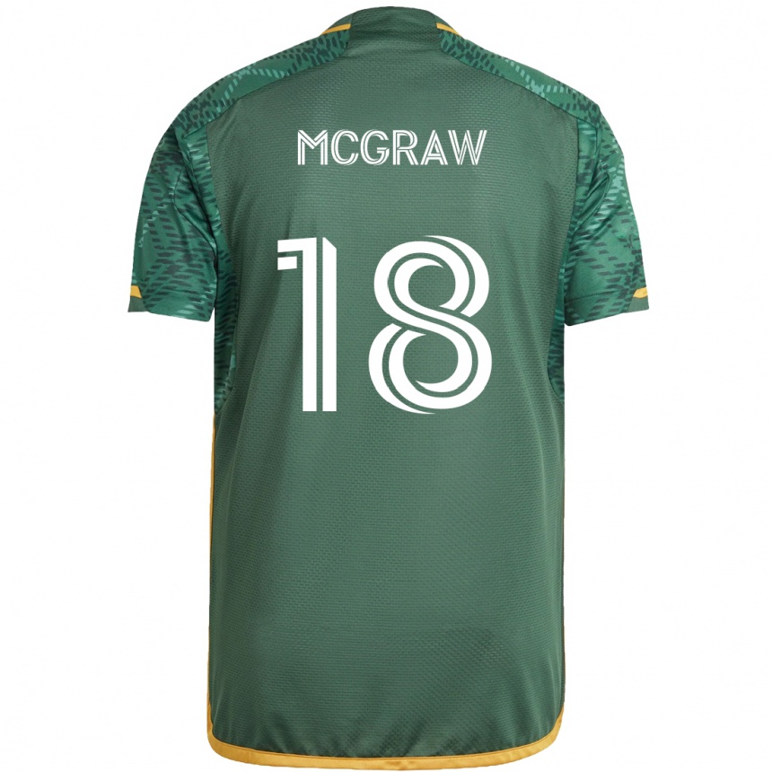 Kids Football Zac Mcgraw #18 Green Orange Home Jersey 2024/25 T-Shirt Australia