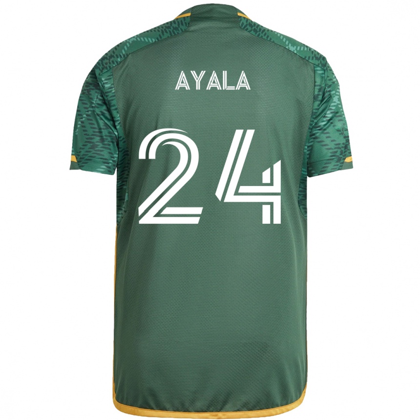 Kids Football David Ayala #24 Green Orange Home Jersey 2024/25 T-Shirt Australia