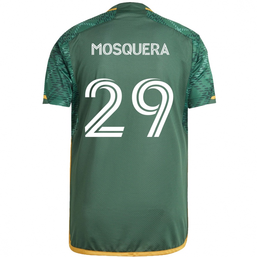 Kids Football Juan David Mosquera #29 Green Orange Home Jersey 2024/25 T-Shirt Australia