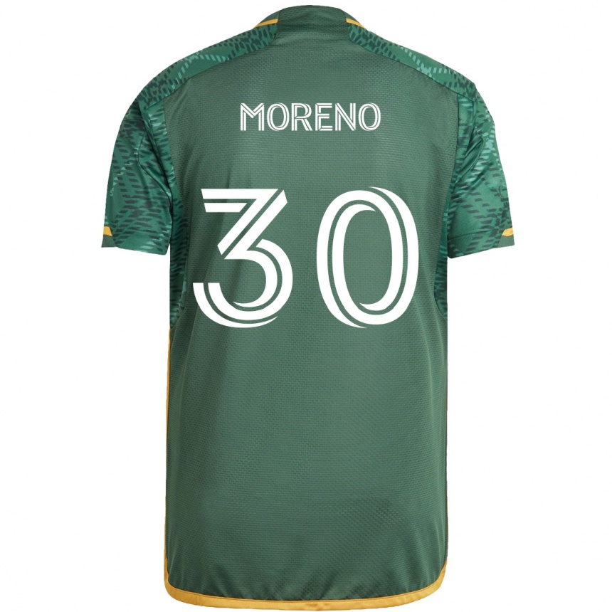 Kids Football Santiago Moreno #30 Green Orange Home Jersey 2024/25 T-Shirt Australia