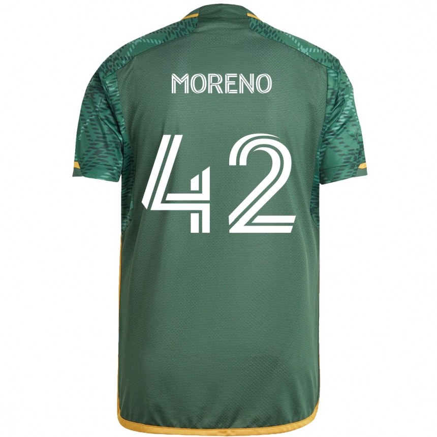 Kids Football Alexis Moreno #42 Green Orange Home Jersey 2024/25 T-Shirt Australia