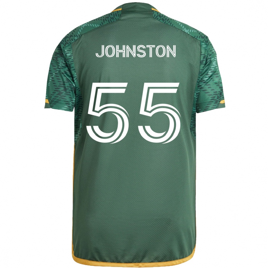 Kids Football Malcolm Johnston #55 Green Orange Home Jersey 2024/25 T-Shirt Australia