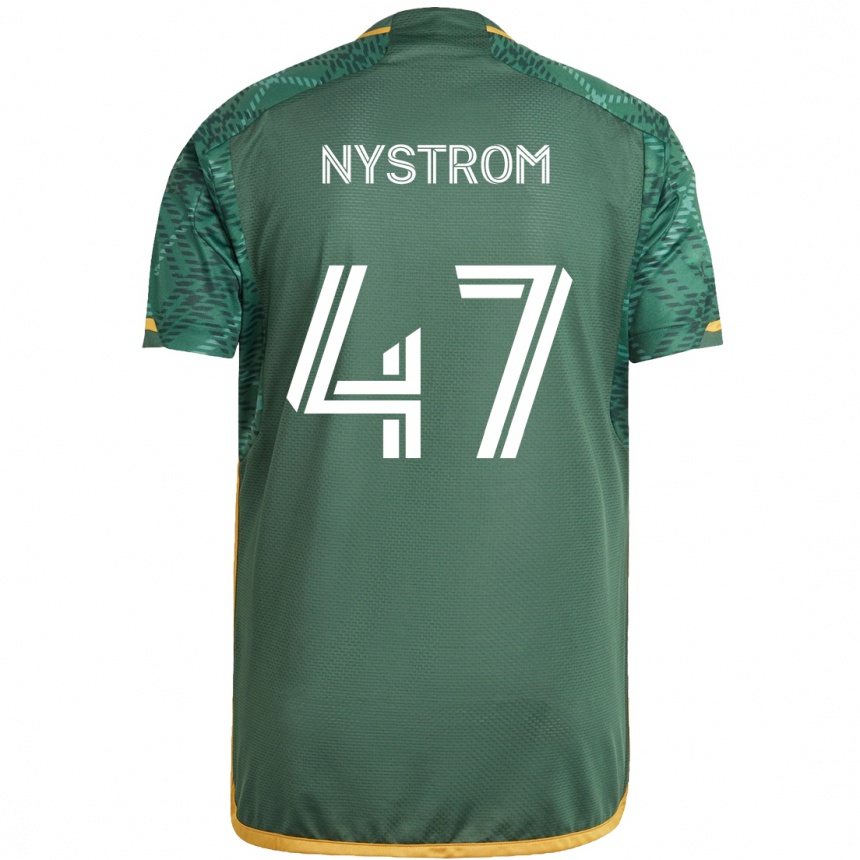 Kids Football Maximo Nystrom #47 Green Orange Home Jersey 2024/25 T-Shirt Australia