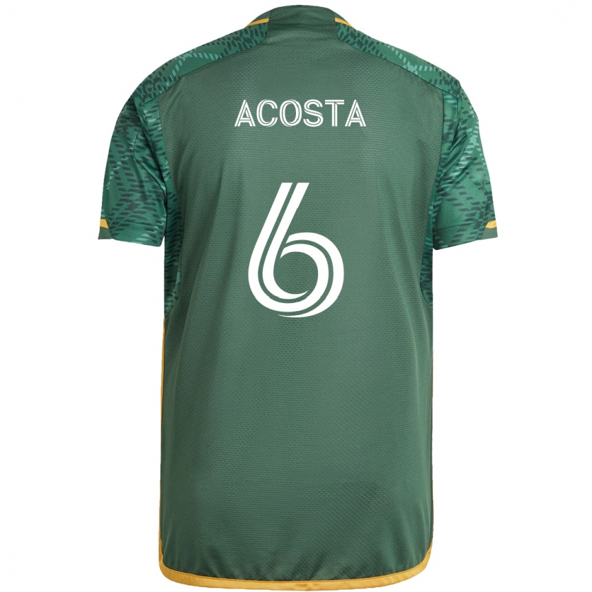 Kids Football Bryan Acosta #6 Green Orange Home Jersey 2024/25 T-Shirt Australia