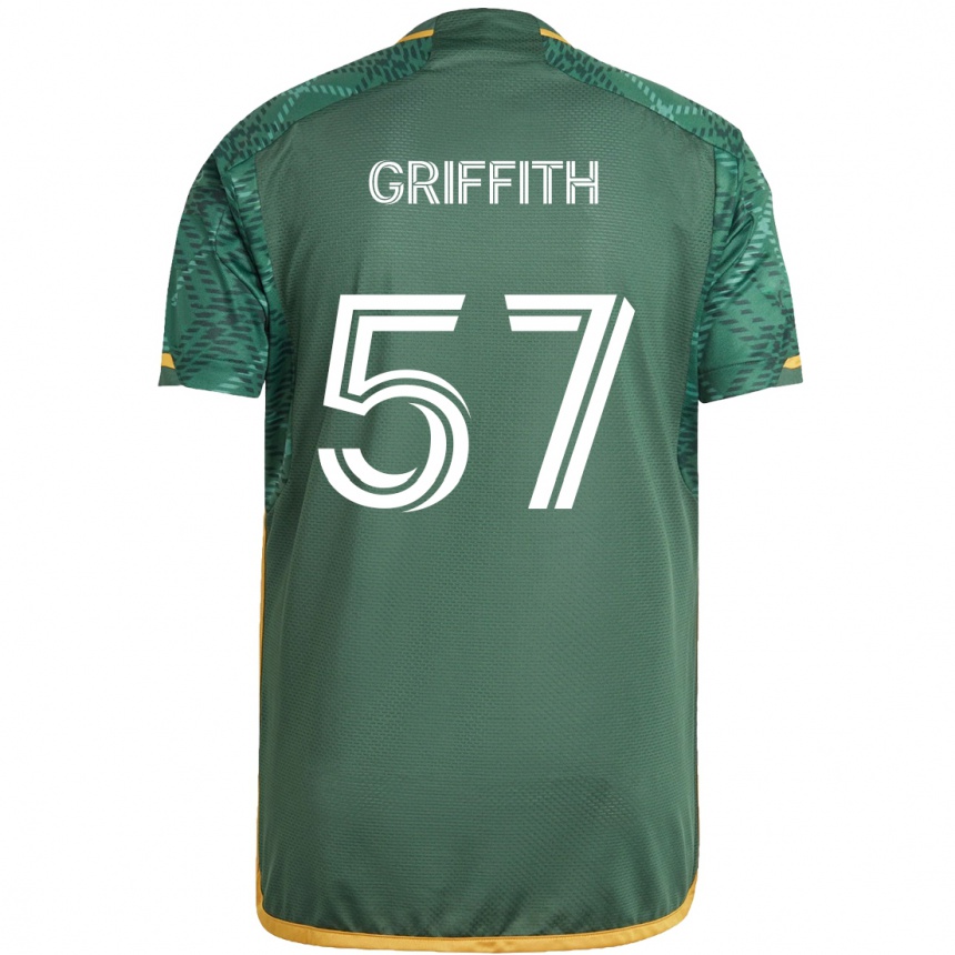 Kids Football Víctor Griffith #57 Green Orange Home Jersey 2024/25 T-Shirt Australia