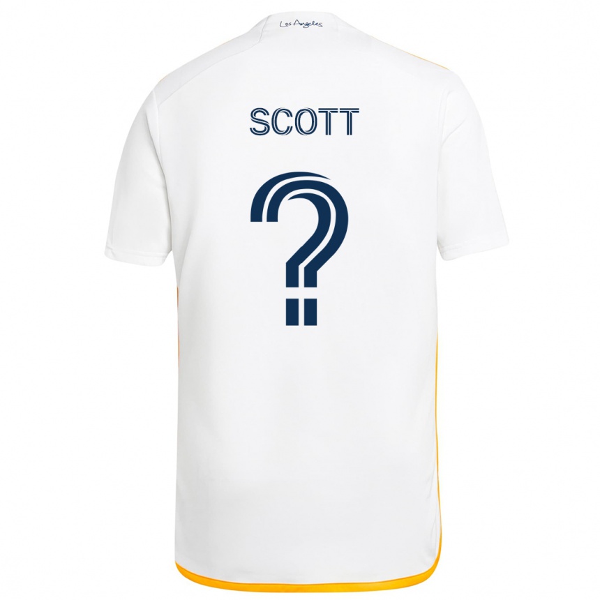 Kids Football Brady Scott #0 White Yellow Home Jersey 2024/25 T-Shirt Australia