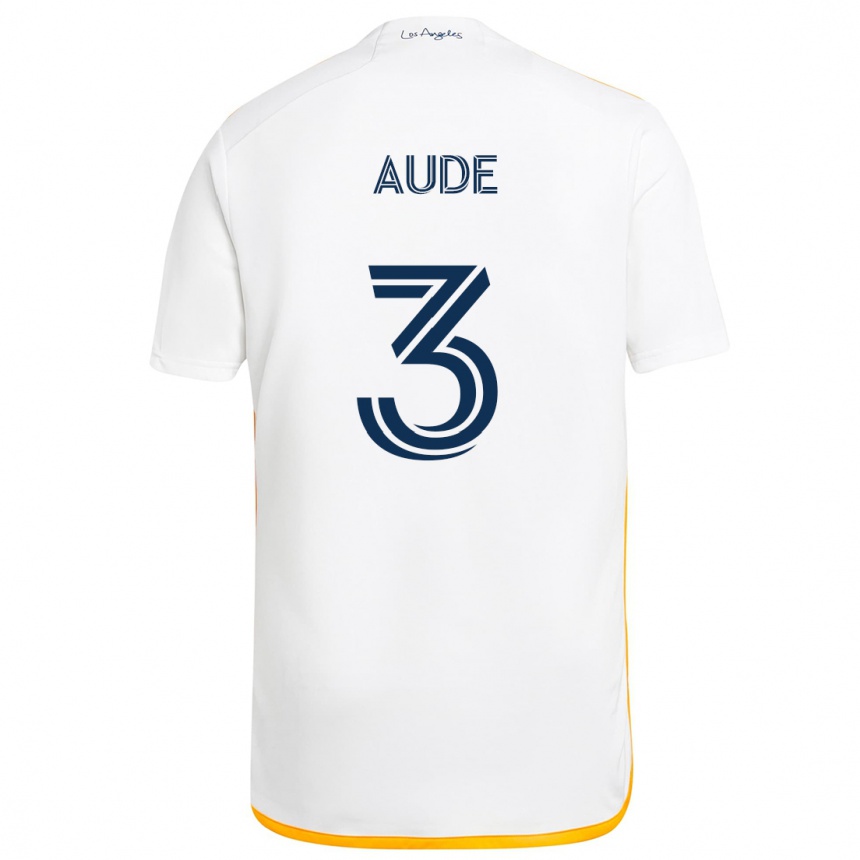 Kids Football Julián Aude #3 White Yellow Home Jersey 2024/25 T-Shirt Australia