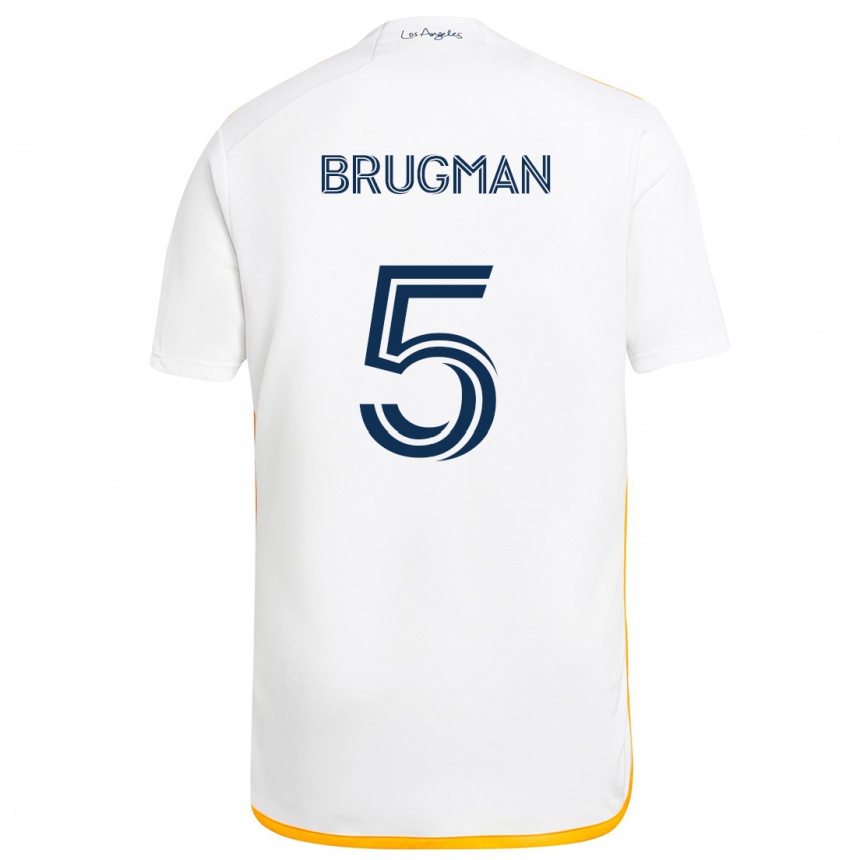 Kids Football Gastón Brugman #5 White Yellow Home Jersey 2024/25 T-Shirt Australia