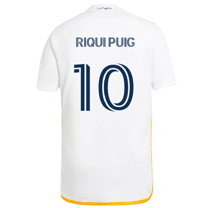 Kids Football Riqui Puig #10 White Yellow Home Jersey 2024/25 T-Shirt Australia