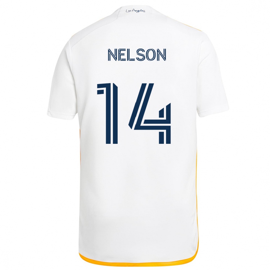 Kids Football John Nelson #14 White Yellow Home Jersey 2024/25 T-Shirt Australia