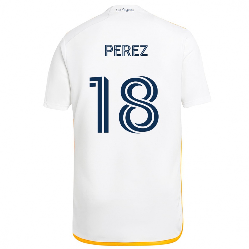 Kids Football Jonathan Pérez #18 White Yellow Home Jersey 2024/25 T-Shirt Australia