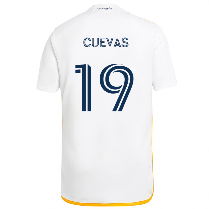 Kids Football Mauricio Cuevas #19 White Yellow Home Jersey 2024/25 T-Shirt Australia