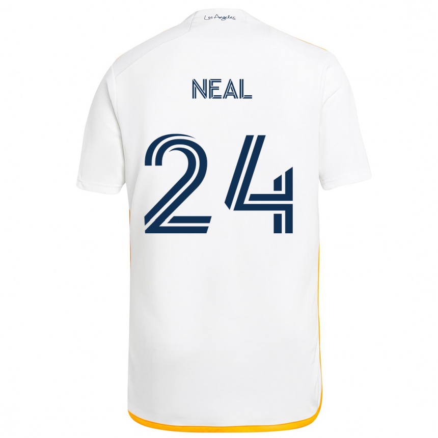 Kids Football Jalen Neal #24 White Yellow Home Jersey 2024/25 T-Shirt Australia