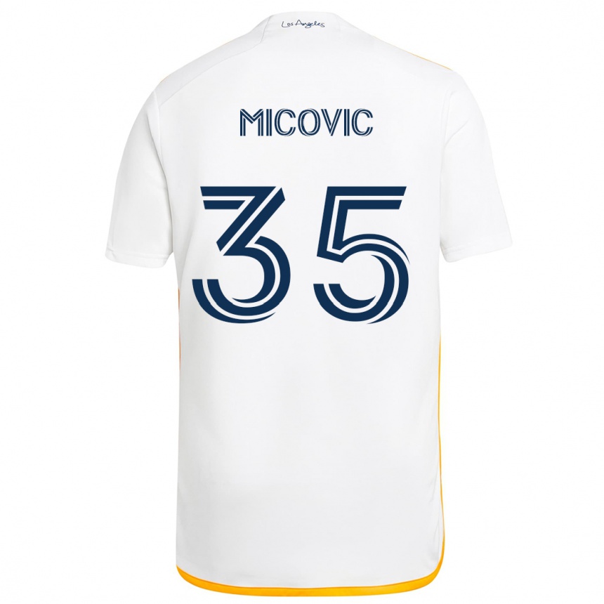 Kids Football Novak Micovic #35 White Yellow Home Jersey 2024/25 T-Shirt Australia