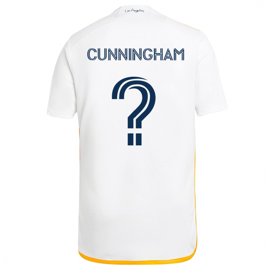 Kids Football Joaquin Cunningham #0 White Yellow Home Jersey 2024/25 T-Shirt Australia