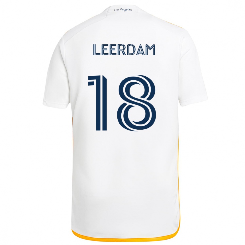 Kids Football Kelvin Leerdam #18 White Yellow Home Jersey 2024/25 T-Shirt Australia