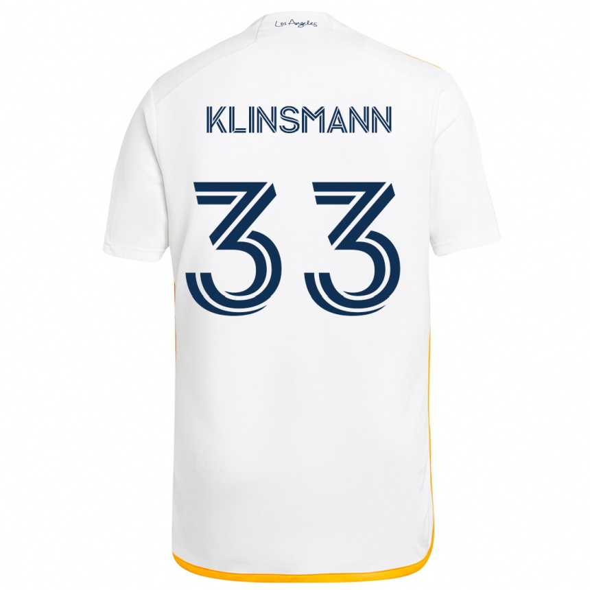 Kids Football Jonathan Klinsmann #33 White Yellow Home Jersey 2024/25 T-Shirt Australia