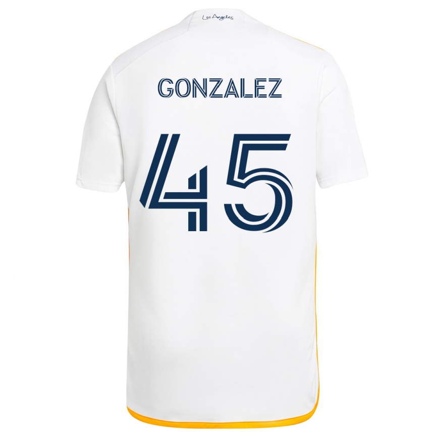 Kids Football Adrián González #45 White Yellow Home Jersey 2024/25 T-Shirt Australia