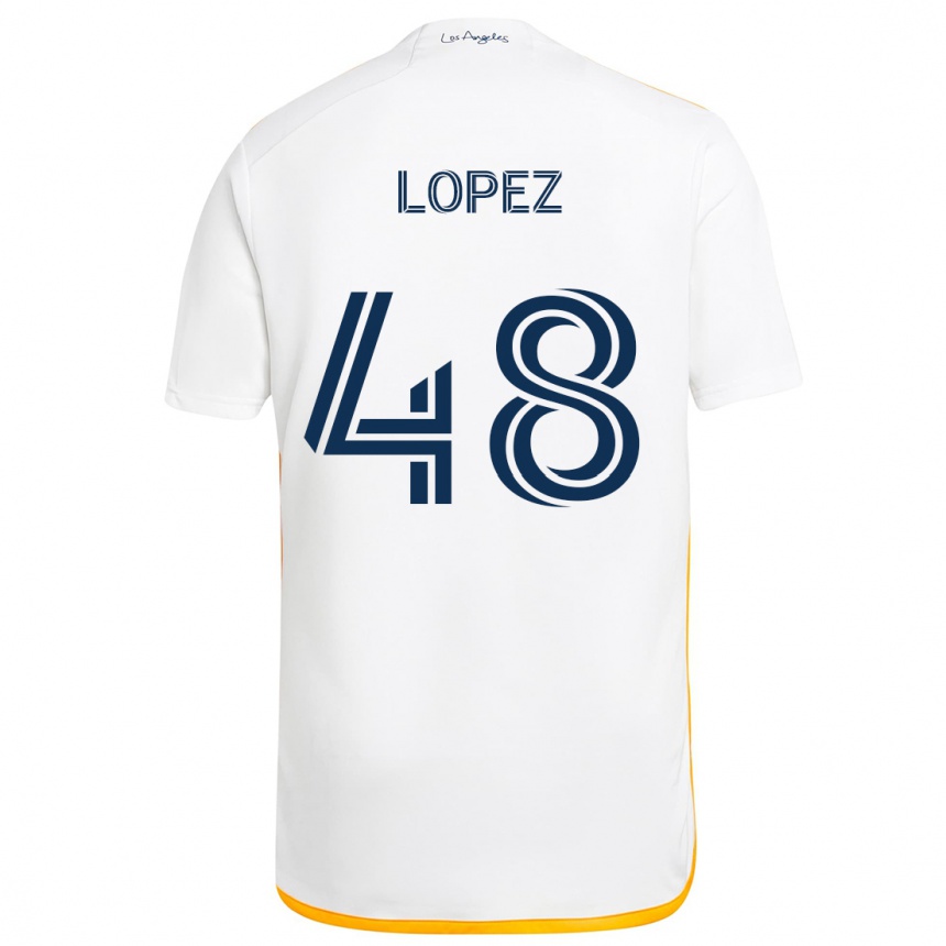 Kids Football Diego López #48 White Yellow Home Jersey 2024/25 T-Shirt Australia