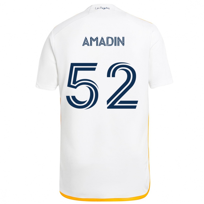 Kids Football Elijah Amadin #52 White Yellow Home Jersey 2024/25 T-Shirt Australia