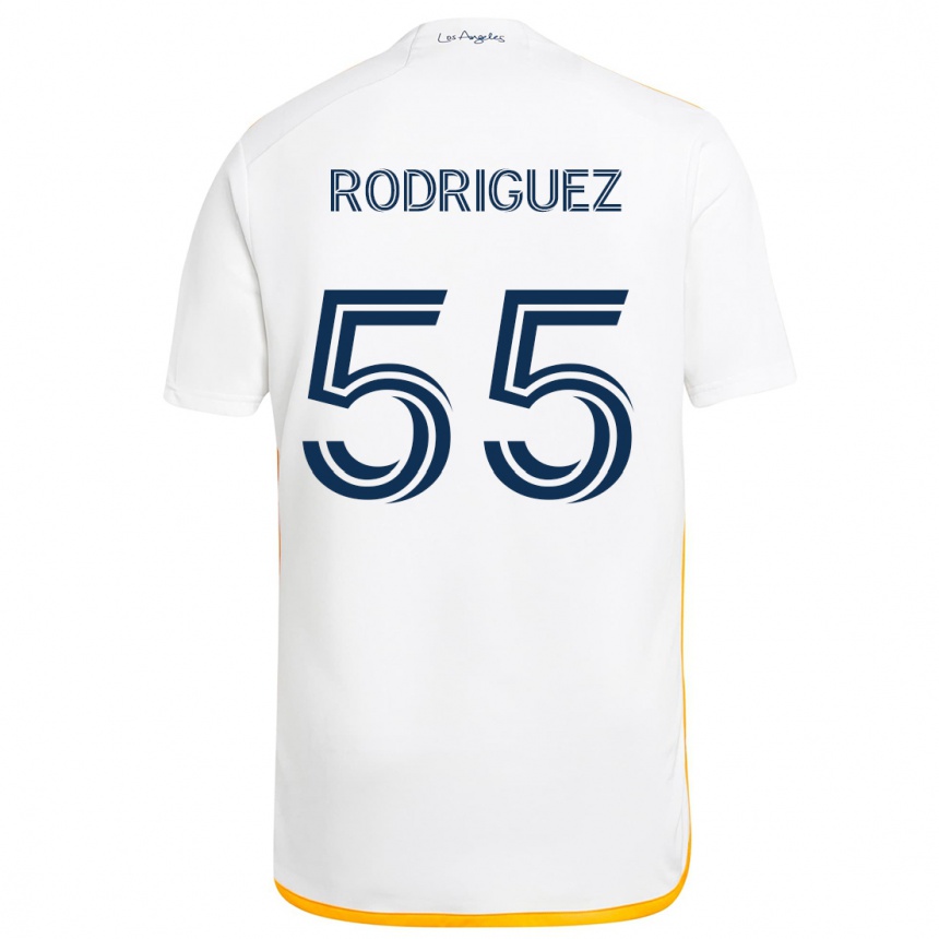 Kids Football Diego Rodriguez #55 White Yellow Home Jersey 2024/25 T-Shirt Australia