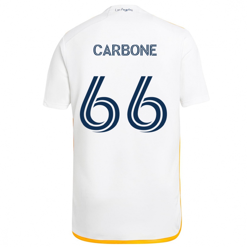 Kids Football Matteo Carbone #66 White Yellow Home Jersey 2024/25 T-Shirt Australia