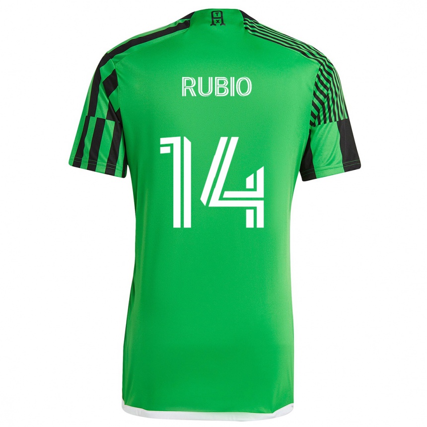 Kids Football Diego Rubio #14 Green Black Home Jersey 2024/25 T-Shirt Australia