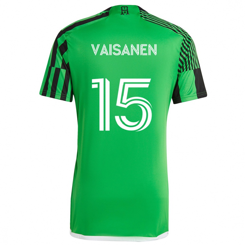 Kids Football Leo Väisänen #15 Green Black Home Jersey 2024/25 T-Shirt Australia