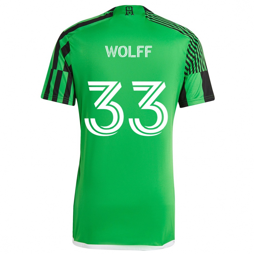 Kids Football Owen Wolff #33 Green Black Home Jersey 2024/25 T-Shirt Australia