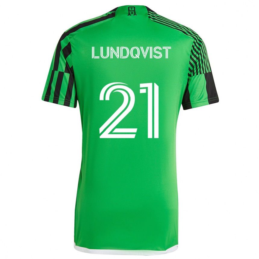 Kids Football Adam Lundqvist #21 Green Black Home Jersey 2024/25 T-Shirt Australia