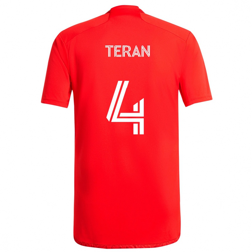 Kids Football Carlos Terán #4 Red White Home Jersey 2024/25 T-Shirt Australia