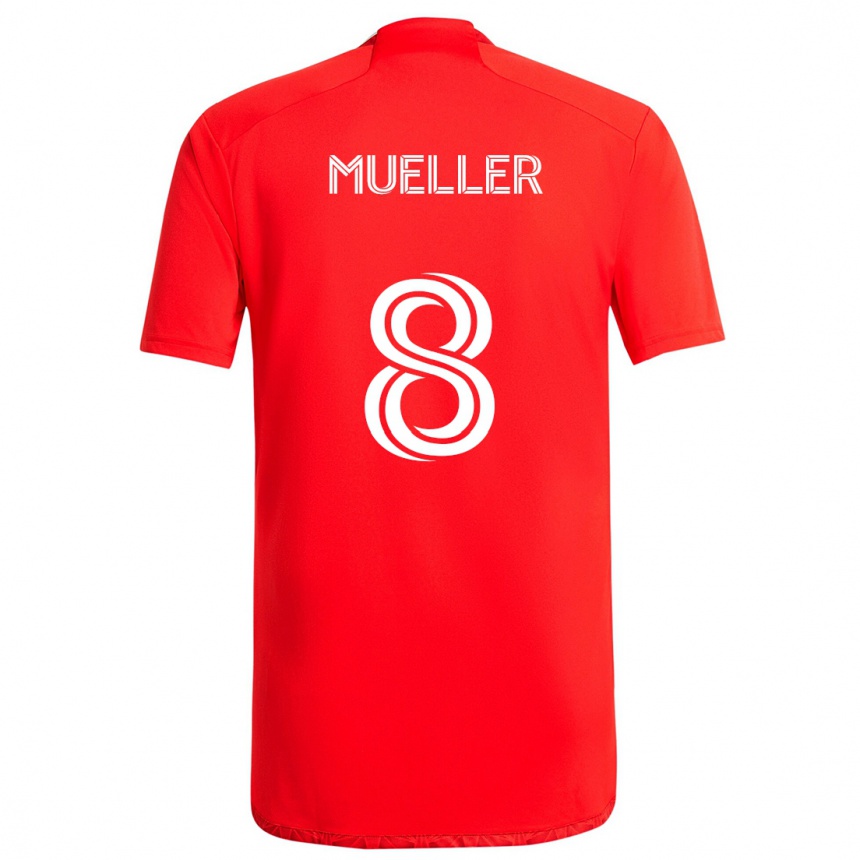 Kids Football Chris Mueller #8 Red White Home Jersey 2024/25 T-Shirt Australia