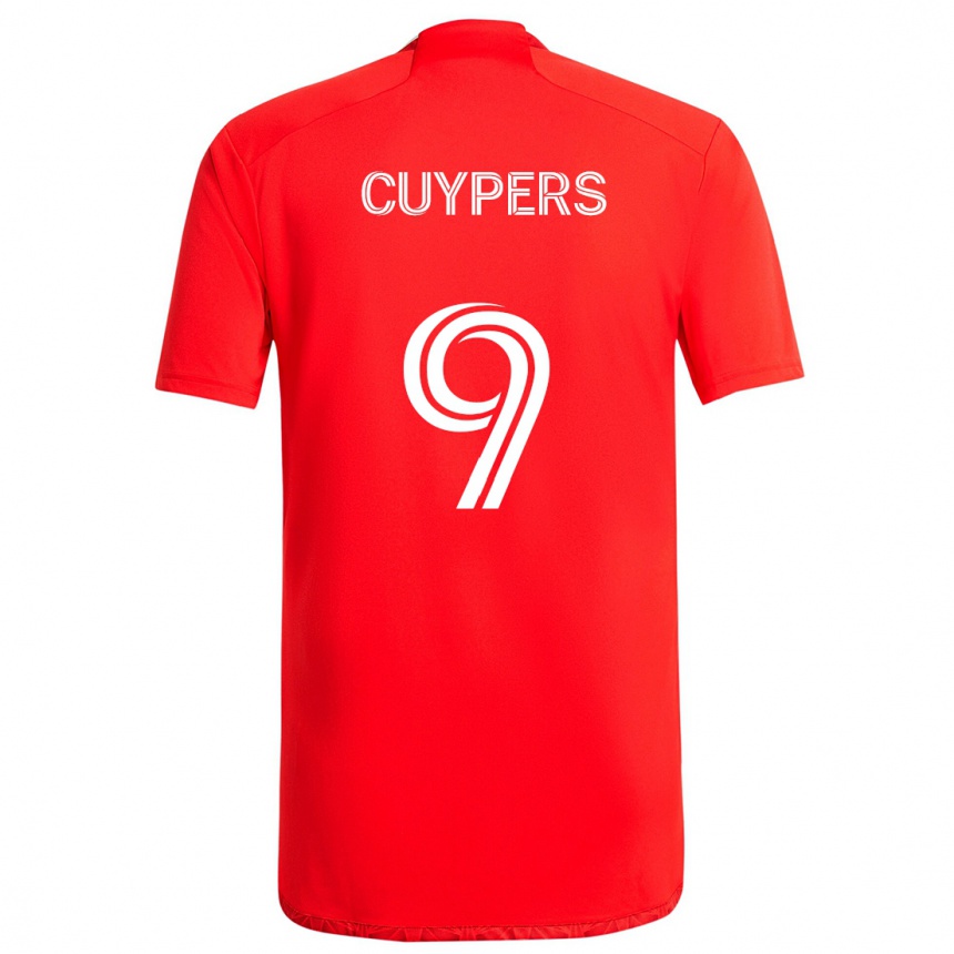 Kids Football Hugo Cuypers #9 Red White Home Jersey 2024/25 T-Shirt Australia