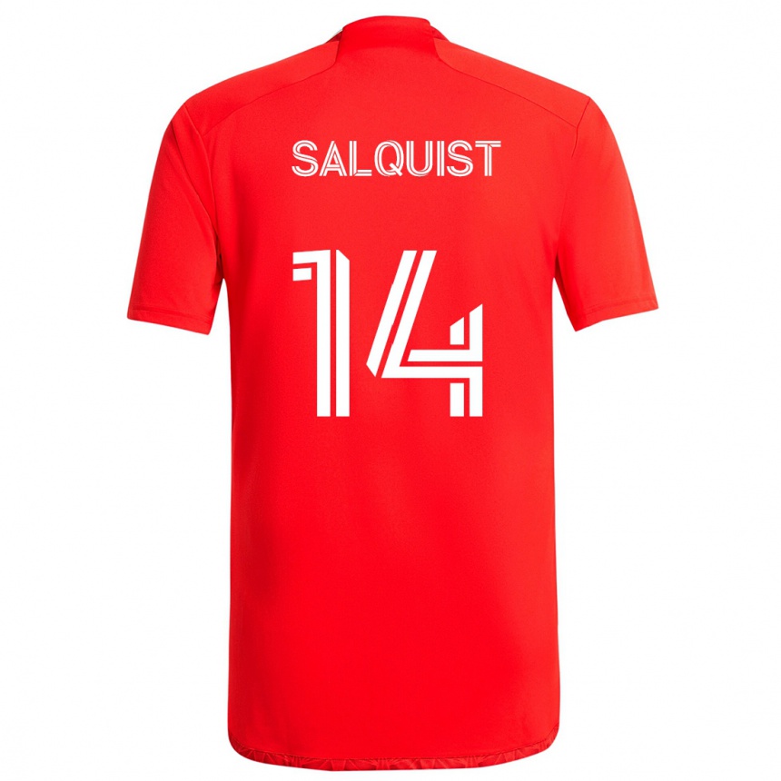 Kids Football Tobias Salquist #14 Red White Home Jersey 2024/25 T-Shirt Australia