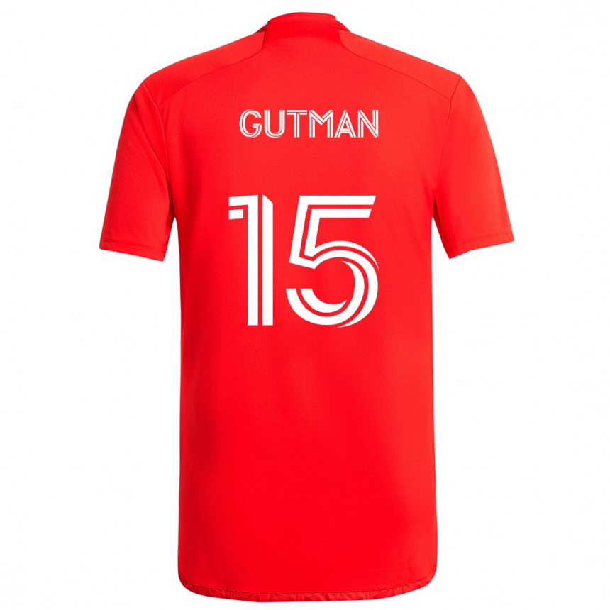 Kids Football Andrew Gutman #15 Red White Home Jersey 2024/25 T-Shirt Australia