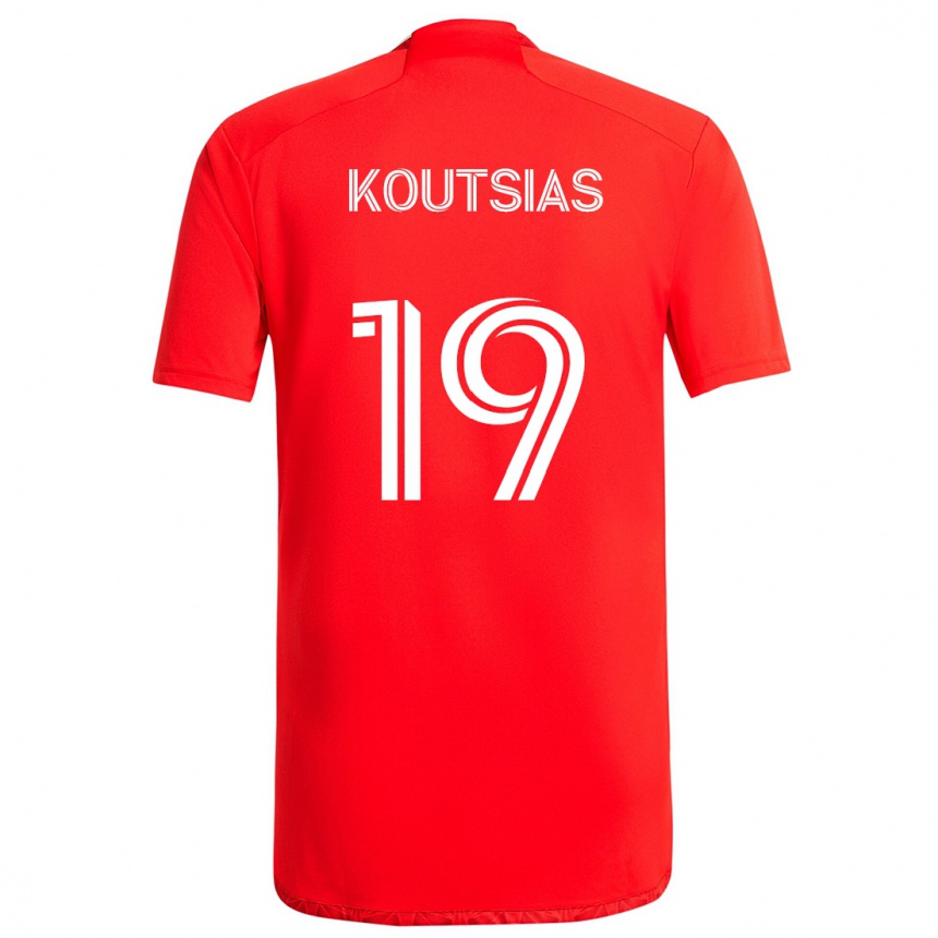 Kids Football Georgios Koutsias #19 Red White Home Jersey 2024/25 T-Shirt Australia