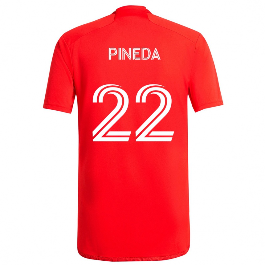 Kids Football Mauricio Pineda #22 Red White Home Jersey 2024/25 T-Shirt Australia