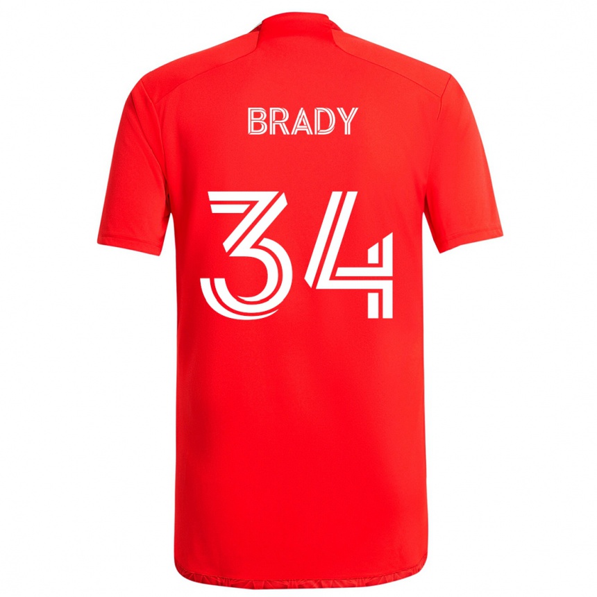 Kids Football Chris Brady #34 Red White Home Jersey 2024/25 T-Shirt Australia