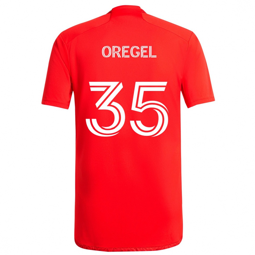 Kids Football Sergio Oregel #35 Red White Home Jersey 2024/25 T-Shirt Australia