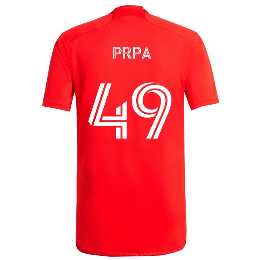 Kids Football Luka Prpa #49 Red White Home Jersey 2024/25 T-Shirt Australia