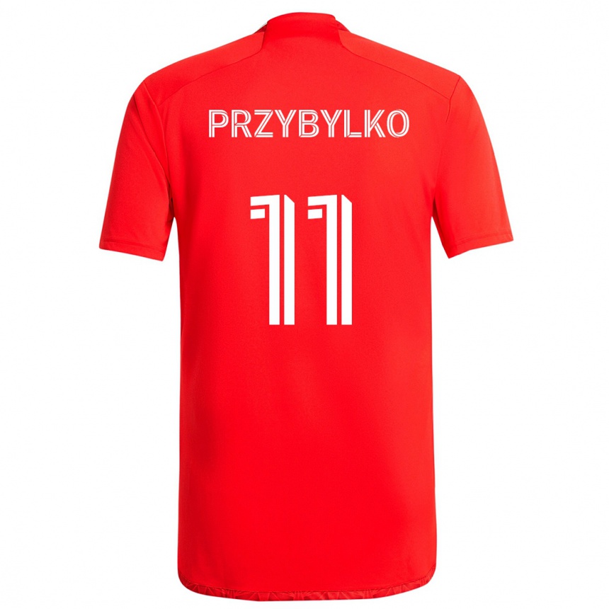 Kids Football Kacper Przybylko #11 Red White Home Jersey 2024/25 T-Shirt Australia