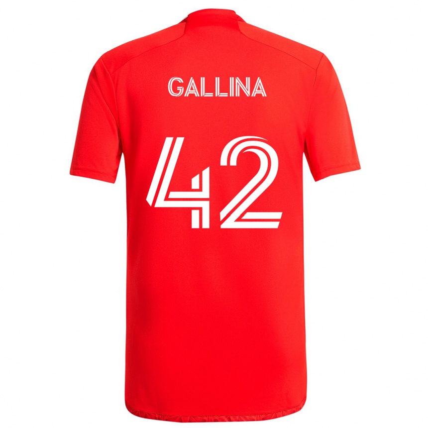 Kids Football Henrique Gallina #42 Red White Home Jersey 2024/25 T-Shirt Australia