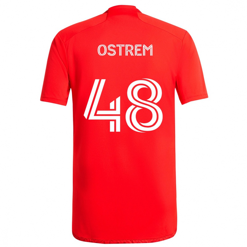 Kids Football Charlie Ostrem #48 Red White Home Jersey 2024/25 T-Shirt Australia