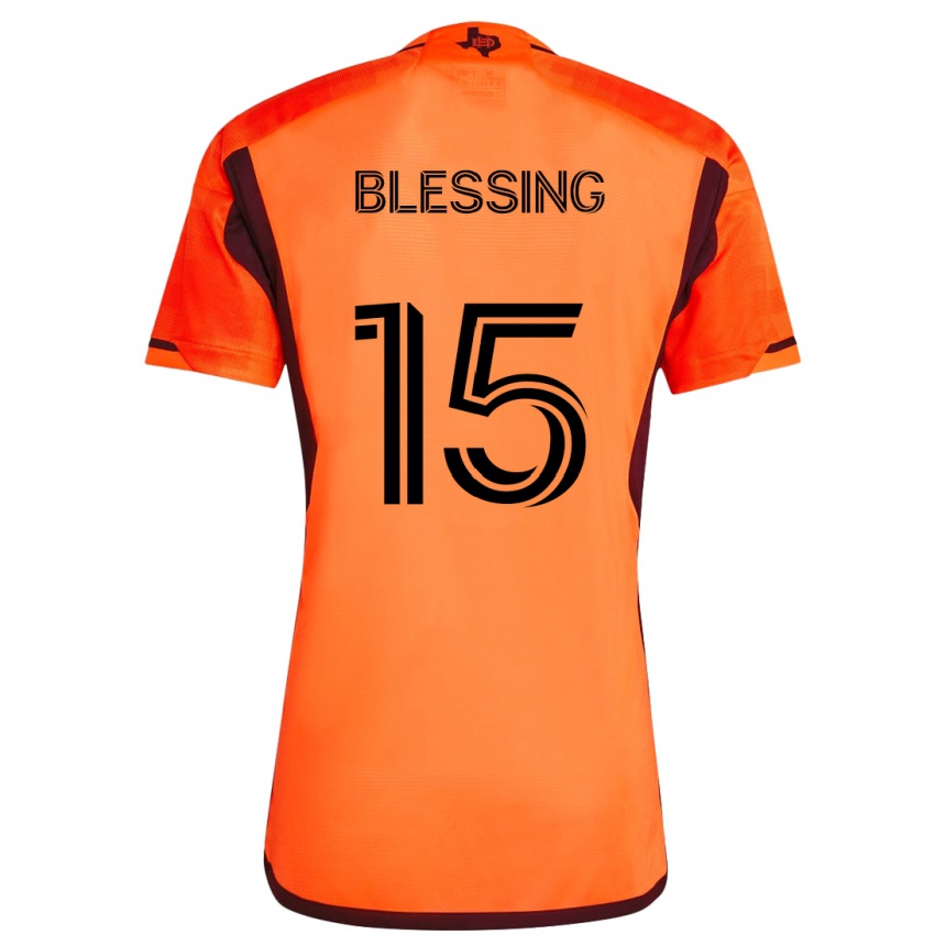 Kids Football Latif Blessing #15 Orange Black Home Jersey 2024/25 T-Shirt Australia