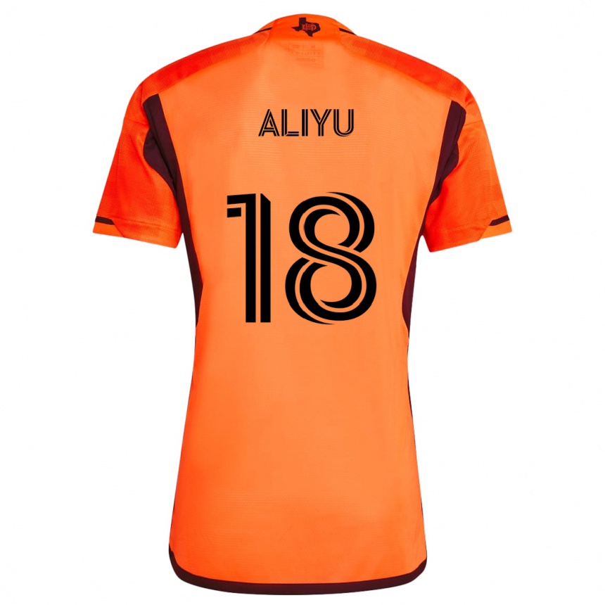 Kids Football Ibrahim Aliyu #18 Orange Black Home Jersey 2024/25 T-Shirt Australia