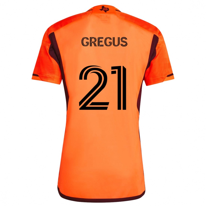 Kids Football Ján Gregus #21 Orange Black Home Jersey 2024/25 T-Shirt Australia