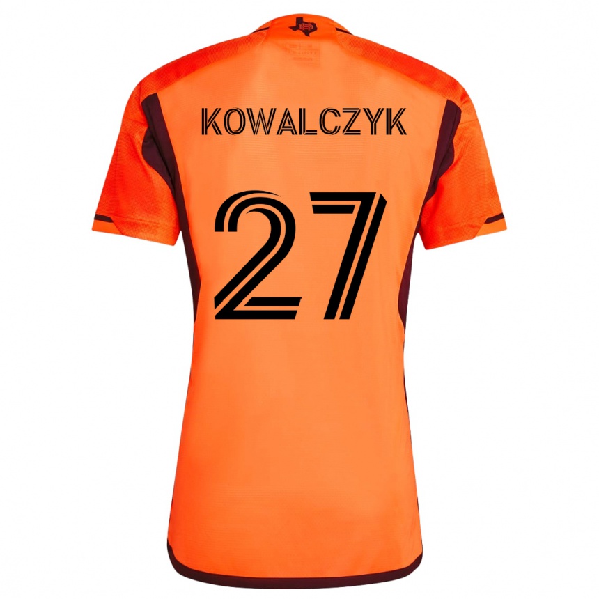 Kids Football Sebastian Kowalczyk #27 Orange Black Home Jersey 2024/25 T-Shirt Australia