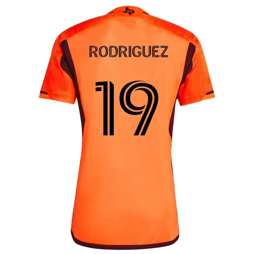 Kids Football Sebastian Rodriguez #19 Orange Black Home Jersey 2024/25 T-Shirt Australia