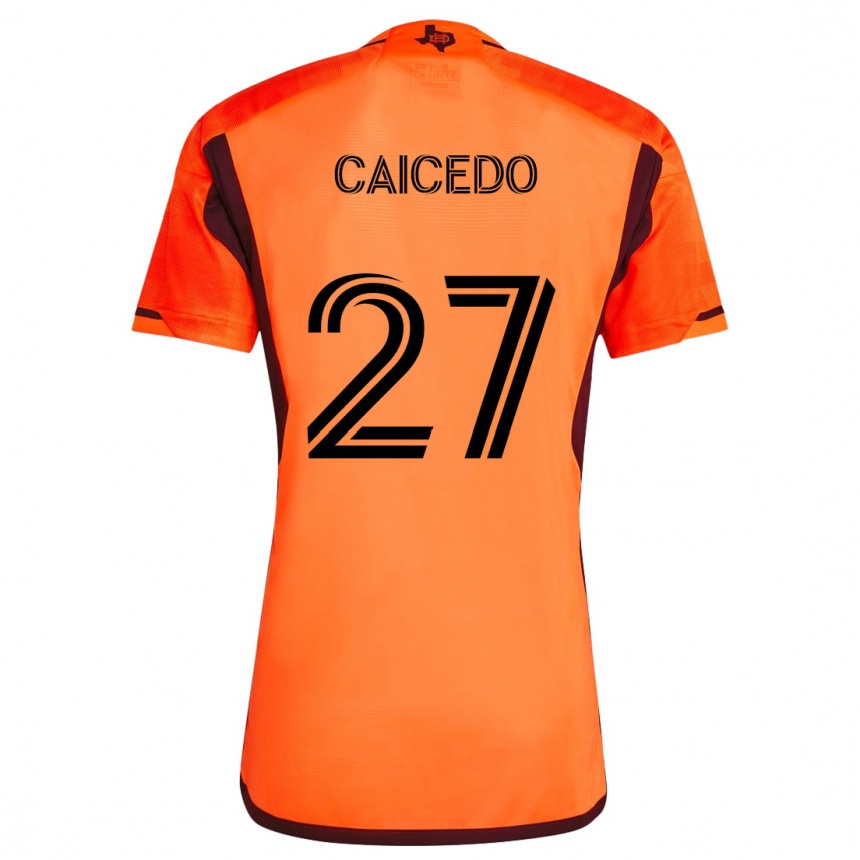 Kids Football Luis Caicedo #27 Orange Black Home Jersey 2024/25 T-Shirt Australia